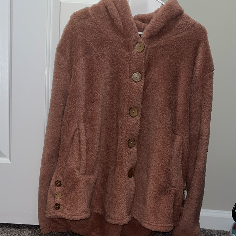 Cozy Pink Button-Up Sherpa Jacket